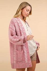 Thumbnail for VERY J Cable Knit Open Front Cardigan