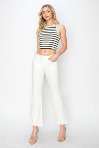 Thumbnail for RISEN Full Size Tummy Control Crop Flare Step Hem Pants