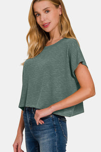 Thumbnail for Zenana Round Neck Short Sleeve Crop T-Shirt