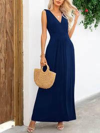 Thumbnail for Surplice Neck Sleeveless Maxi Dress