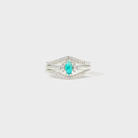 Thumbnail for Artificial Turquoise V Shape Inlaid Zircon Ring