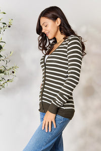 Thumbnail for Zenana Full Size Striped Snap Down Cardigan