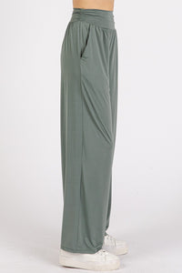 Thumbnail for Mittoshop Stretch Banded Waist Wide Leg Pants with Pockets