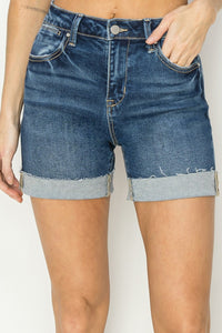 Thumbnail for RISEN High Rise Cuffed Denim Shorts