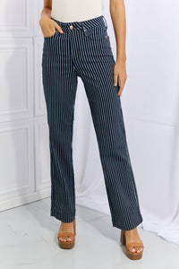 Thumbnail for Judy Blue Cassidy Full Size High Waisted Tummy Control Striped Straight Jeans