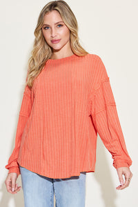 Thumbnail for Basic Bae Full Size Ribbed Round Neck Long Sleeve T-Shirt