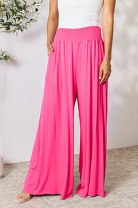 Thumbnail for Double Take Full Size Smocked Wide Waistband Wide Leg Pants