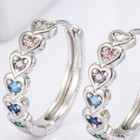 Thumbnail for 925 Sterling Silver Inlaid Zircon Heart Huggie Earrings