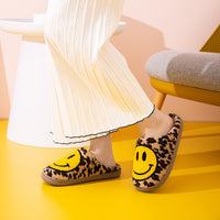 Thumbnail for Melody Smiley Face Leopard Slippers