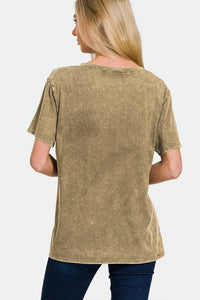 Thumbnail for Zenana Washed Short Sleeve V-Neck T-Shirt