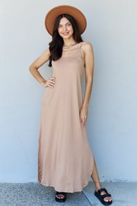 Thumbnail for Ninexis Good Energy Full Size Cami Side Slit Maxi Dress in Camel