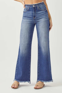 Thumbnail for RISEN High Waist Raw Hem Wide Leg Jeans