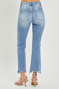 Thumbnail for RISEN Full Size Frayed Hem Cropped Straight Jeans