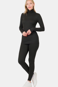 Thumbnail for Zenana Full Size Turtleneck Top and Leggings Lounge Set