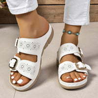 Thumbnail for PU Leather Open Toe Buckle Sandals