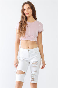 Thumbnail for LITZ LA Distressed Bermuda Denim Shorts