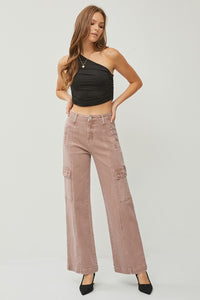 Thumbnail for RISEN Full Size High Rise Wide Leg Cargo Jeans