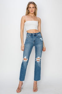 Thumbnail for RISEN High Rise Distressed Ankle Jeans