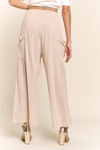 Thumbnail for J.NNA Smocked Waist Boho Wide Leg Pants with Pockets