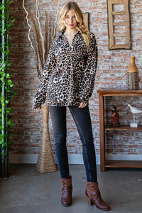 Thumbnail for Heimish Full Size Leopard Johnny Collar Long Sleeve Top