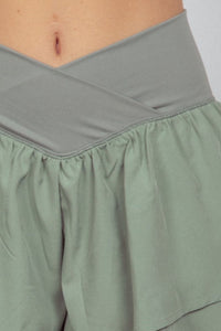 Thumbnail for VERY J V-Shaped High Waist Layered Active Shorts