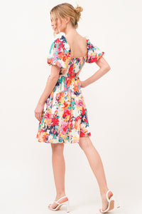 Thumbnail for And The Why Square Neck Puff Sleeve Floral Dress