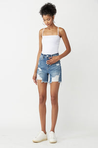 Thumbnail for RISEN High Waisted Distressed Denim Shorts