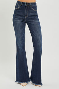 Thumbnail for RISEN High Waist Raw Hem Flare Jeans