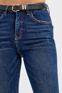 Thumbnail for RISEN Tummy Control Frayed Hem Flare Jeans