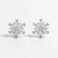 Thumbnail for 925 Sterling Silver Zircon Snowflake Earrings