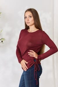 Thumbnail for Culture Code Full Size Drawstring Round Neck Long Sleeve Top