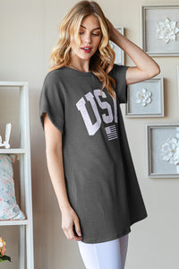 Thumbnail for Heimish Full Size USA Graphic Short Sleeve Ribbed Top