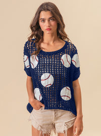 Thumbnail for BiBi Baseball Patch Short Sleeve Net Cover-Up