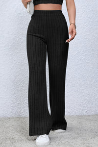 Thumbnail for Basic Bae Full Size Ribbed High Waist Flare Pants