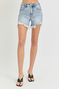 Thumbnail for RISEN High Rise Side Step Hem Denim Shorts