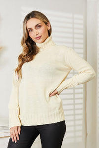 Thumbnail for Heimish Full Size Long Sleeve Turtleneck Sweater with Side Slit