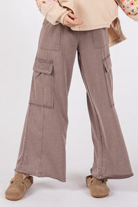 Thumbnail for SAGE + FIG Knit Terry Mineral Wash Wide Leg Pants