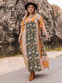 Thumbnail for Plus Size Tie Neck Maxi Dress