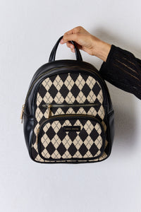 Thumbnail for David Jones Argyle Pattern PU Leather Backpack