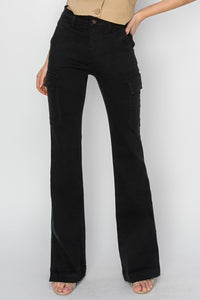 Thumbnail for RISEN Full Size High Rise Side Slit Cargo Bootcut Jeans