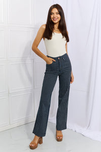 Thumbnail for Judy Blue Cassidy Full Size High Waisted Tummy Control Striped Straight Jeans