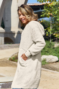 Thumbnail for Double Take Full Size Hooded Teddy Bear Jacket with Thumbholes