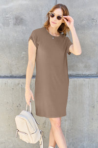 Thumbnail for Basic Bae Full Size Round Neck Short Sleeve Dress with Pockets