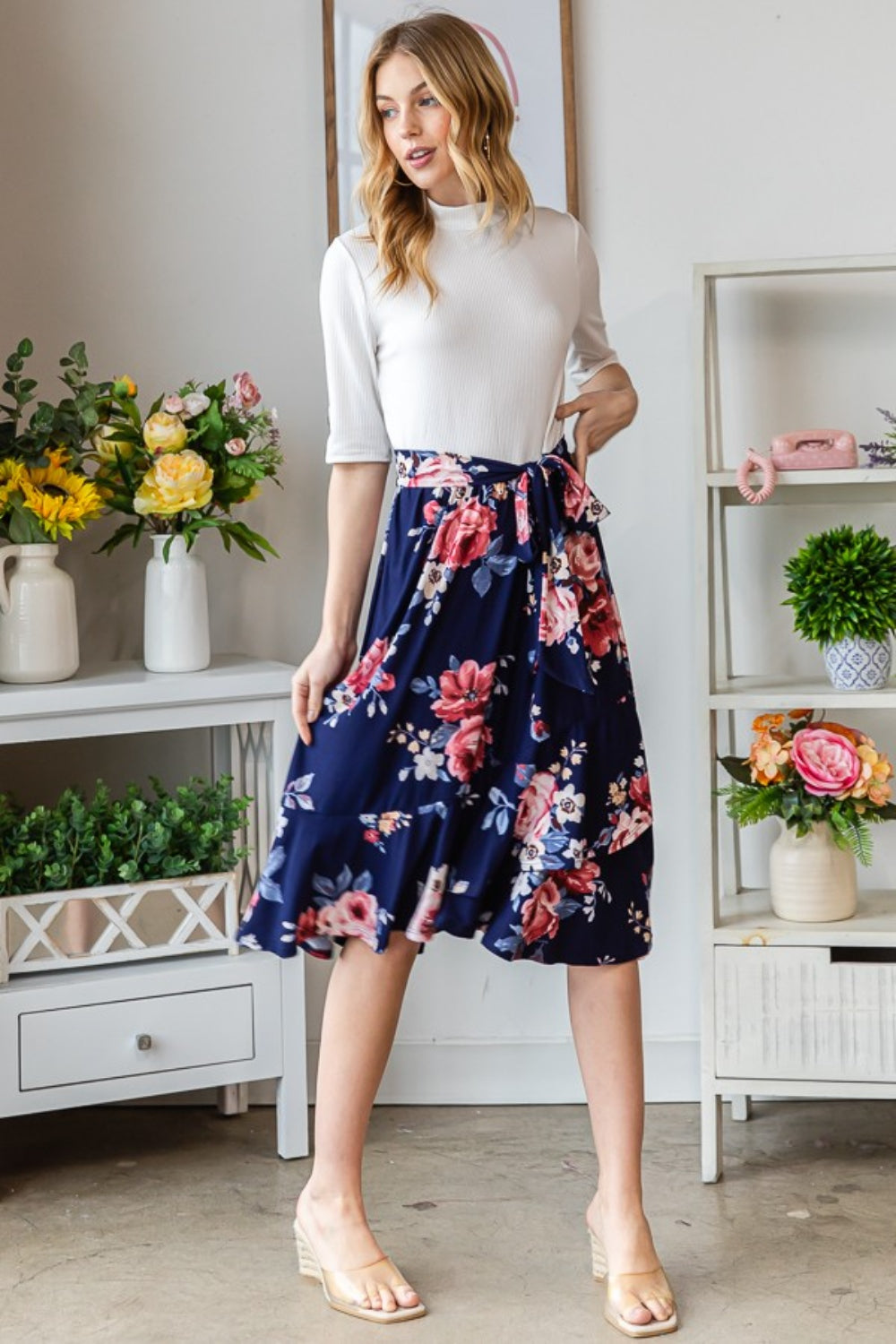 Reborn J Floral Wrap Ruffled Skirt