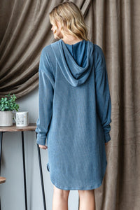 Thumbnail for Heimish Ribbed Long Sleeve Hooded Dress