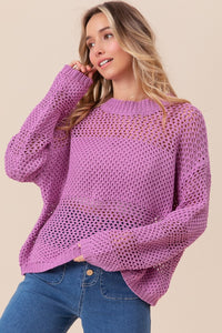 Thumbnail for BiBi Openwork Long Sleeve Knit Top