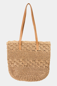 Thumbnail for Fame Straw Braided Tote Bag