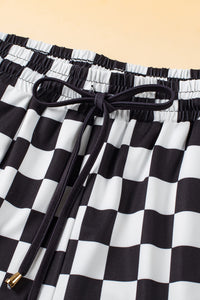 Thumbnail for Drawstring Checkered Shorts with Pockets