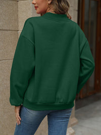 Thumbnail for V-Neck Long Sleeve Dropped Shoulder Sweatshirt