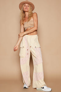 Thumbnail for POL Crochet Contrast Drawstring Wide Leg Pants